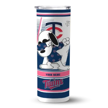 custom minnesota twins snoopy dog navy white skinny tumbler best selling.webp