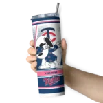 custom minnesota twins snoopy dog navy white skinny tumbler best selling.webp