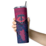 custom minnesota twins spiral burst print navy skinny tumbler best selling.webp