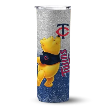 custom minnesota twins winnie the pooh navy gray skinny tumbler best selling.webp