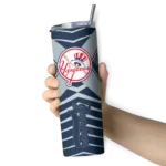 custom new york yankees camo texture navy skinny tumbler best selling.webp