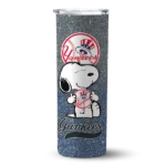 custom new york yankees snoopy attitude navy skinny tumbler best selling.webp