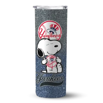 custom new york yankees snoopy attitude navy skinny tumbler best selling.webp