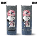 custom new york yankees snoopy attitude navy skinny tumbler best selling.webp