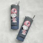 custom new york yankees snoopy attitude navy skinny tumbler best selling.webp