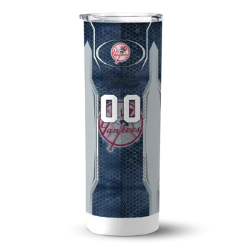 custom new york yankees stacked diamond navy skinny tumbler best selling.webp