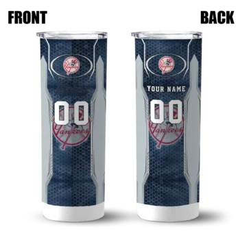 custom new york yankees stacked diamond navy skinny tumbler fashion forward.webp