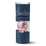 custom new york yankees torn band navy white skinny tumbler best selling.webp