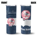 custom new york yankees torn band navy white skinny tumbler best selling.webp