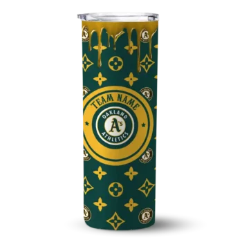 custom oakland athletics camo streak green skinny tumbler best selling.webp