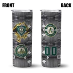 custom oakland athletics chevron v green gray skinny tumbler best selling.webp
