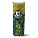 custom oakland athletics spiral burst print green skinny tumbler best selling.webp