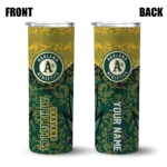 custom oakland athletics spiral burst print green skinny tumbler best selling.webp
