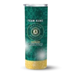custom oakland athletics starburst tiles green skinny tumbler best selling.webp