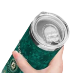 custom oakland athletics starburst tiles green skinny tumbler best selling.webp