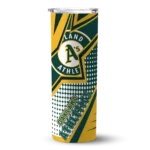 custom oakland athletics web stripes green white skinny tumbler best selling.webp