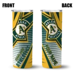 custom oakland athletics web stripes green white skinny tumbler best selling.webp