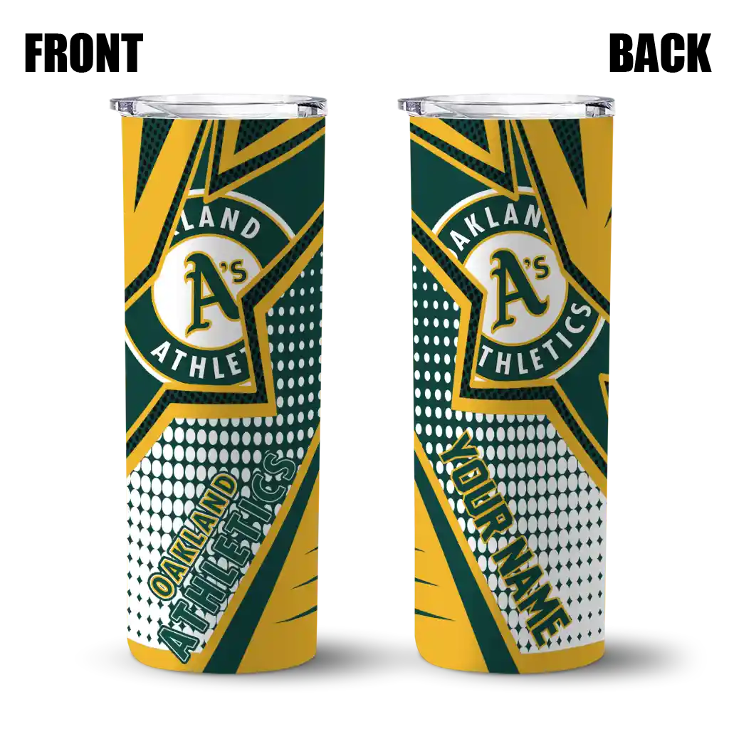 custom oakland athletics web stripes green white skinny tumbler fashion forward.webp custom oakland athletics web stripes green white skinny tumbler fashion forward.webp