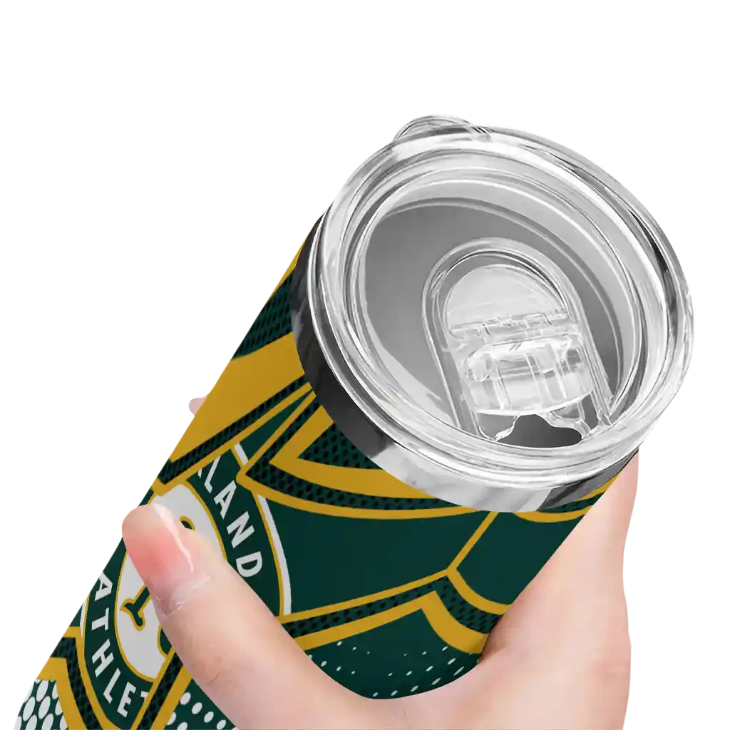 custom oakland athletics web stripes green white skinny tumbler high quality.webp custom oakland athletics web stripes green white skinny tumbler high quality.webp