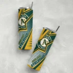 custom oakland athletics web stripes green white skinny tumbler best selling.webp