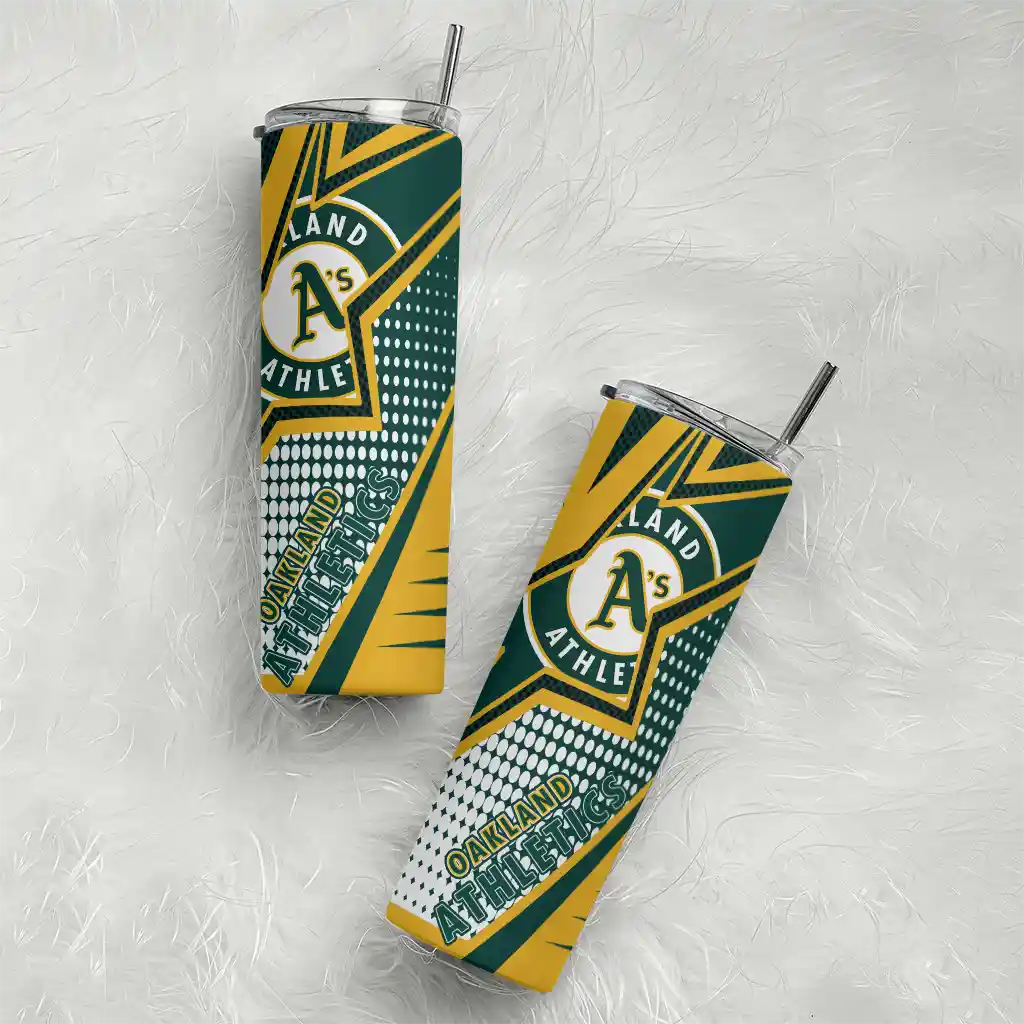 custom oakland athletics web stripes green white skinny tumbler top rated.webp custom oakland athletics web stripes green white skinny tumbler top rated.webp