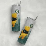 custom oakland athletics winnie the pooh green gray skinny tumbler best selling.webp