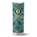 custom oakland athletics zipper leopard green skinny tumbler best selling.webp