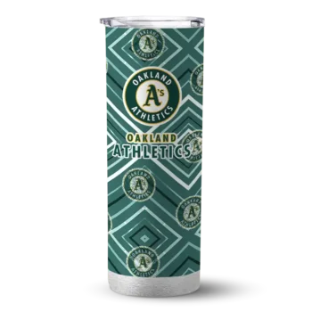 custom oakland athletics zipper leopard green skinny tumbler best selling.webp