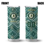 custom oakland athletics zipper leopard green skinny tumbler best selling.webp