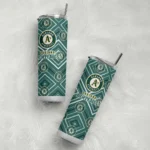 custom oakland athletics zipper leopard green skinny tumbler best selling.webp