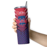 custom philadelphia phillies chevron stripes blue skinny tumbler best selling.webp