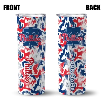 custom philadelphia phillies claw marks blue white skinny tumbler fashion forward.webp