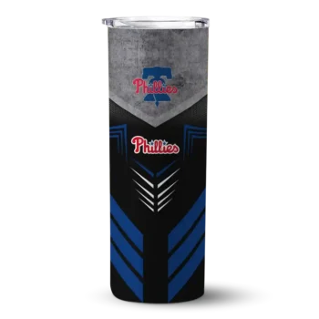 custom philadelphia phillies hexagon honeycomb blue black skinny tumbler best selling.webp
