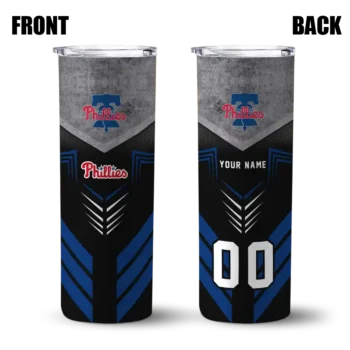 custom philadelphia phillies hexagon honeycomb blue black skinny tumbler fashion forward.webp