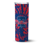 custom philadelphia phillies metallic grid blue skinny tumbler best selling.webp