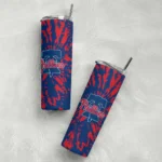 custom philadelphia phillies metallic grid blue skinny tumbler best selling.webp