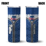 custom philadelphia phillies sparkle drip blue skinny tumbler best selling.webp