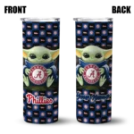 custom philadelphia phillies yoda cozy blue black skinny tumbler best selling.webp