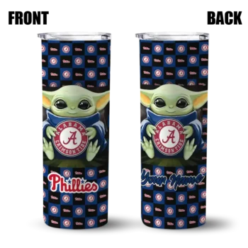 custom philadelphia phillies yoda cozy blue black skinny tumbler fashion forward.webp