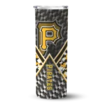 custom pittsburgh pirates monogram burst black white skinny tumbler best selling.webp