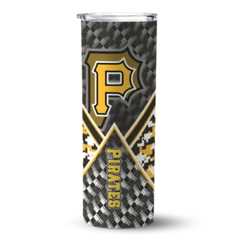 custom pittsburgh pirates monogram burst black white skinny tumbler best selling.webp