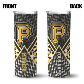 custom pittsburgh pirates monogram burst black white skinny tumbler fashion forward.webp