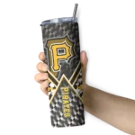 custom pittsburgh pirates monogram burst black white skinny tumbler best selling.webp