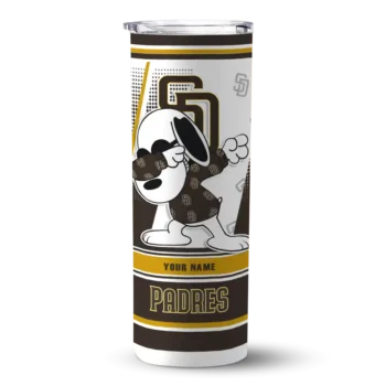 custom san diego padres snoopy dog brown white skinny tumbler best selling.webp
