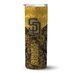 custom san diego padres spiral burst print brown skinny tumbler best selling.webp