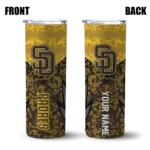 custom san diego padres spiral burst print brown skinny tumbler best selling.webp