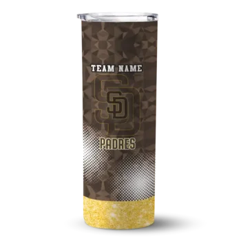 custom san diego padres starburst tiles brown skinny tumbler best selling.webp