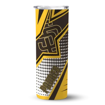 custom san diego padres web stripes brown white skinny tumbler best selling.webp