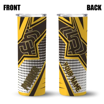 custom san diego padres web stripes brown white skinny tumbler fashion forward.webp