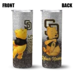 custom san diego padres winnie the pooh brown gray skinny tumbler best selling.webp
